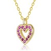Guili Sterling Silver 14K Gold Plated Cubic Zirconia Heart Halo Pendant Necklace – A Dazzling Gift for Kids, Teens & Women in Red or Pink - 2 of 3