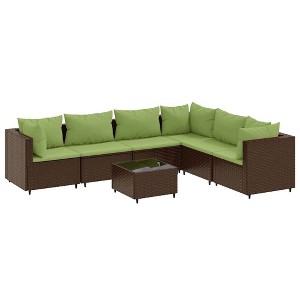 vidaXL Patio Lounge Set Brown PE rattan Large Patio Lounge Set - 1 of 4