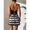 Clearlove Women Knitted Spaghetti Strap Dress Summer Stripes Twisted Crochet Party Mini Dress Cut Out Backless Bodycon Slim Dress - 3 of 4
