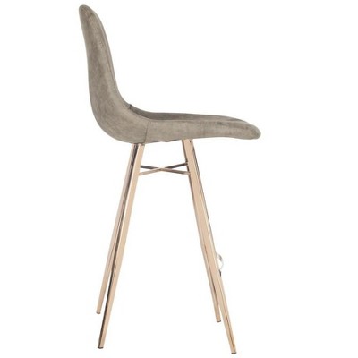 Transitional Taupe Faux Leather Counter Stool with Copper Finish