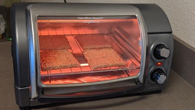 Hamilton Beach Easy Reach 4-Slice Countertop Toaster Oven With Roll-Top  Door, 1200 Watts, Fits 9” Pizza, 3 Cooking Functions for Bake, Broil and