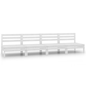 vidaXL Patio Middle Sofas 4 pcs White Solid Pinewood - 1 of 4