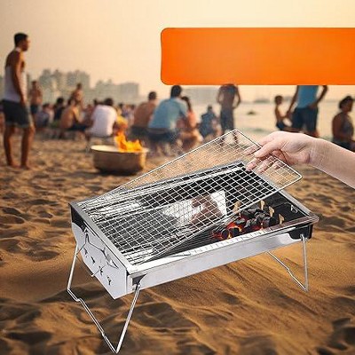 Compact Stainless Steel Folding Charcoal Hibachi Grill