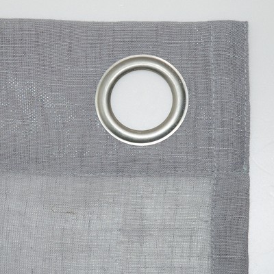 Gray Sheer Linen Blend Grommet Top Window Panel