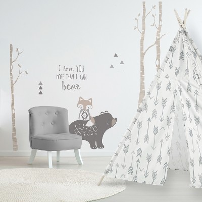 Woodland Friends Bear and Deer Nursery Wall Decal