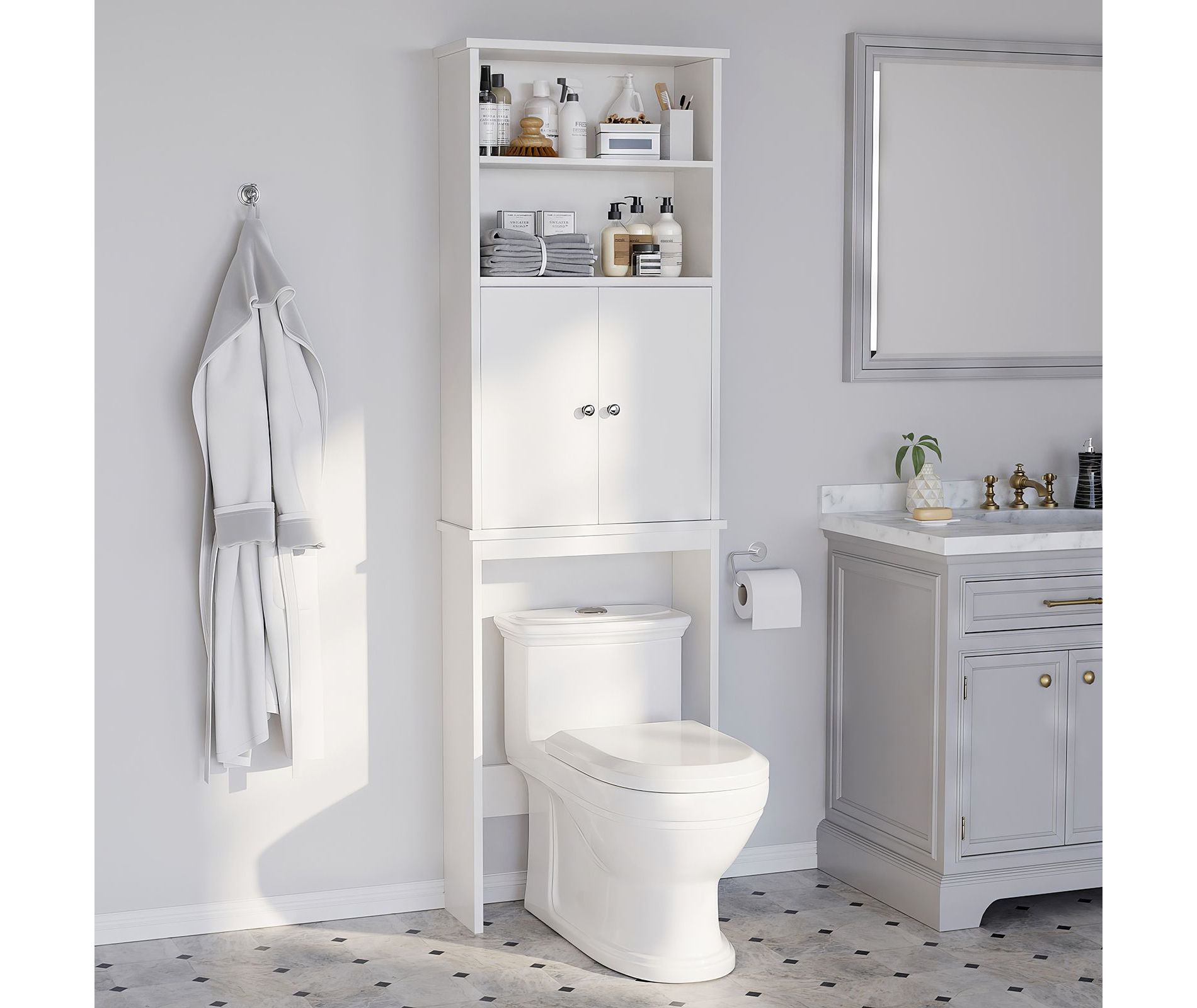Celebalcony 74.8'' H Freestanding Over the Toilet Storage Over the Toilet Etageres White