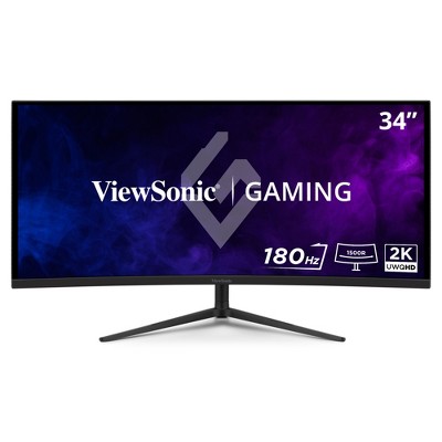 ViewSonic VX3418C-2K 34 Inch UltraWide QHD 1440p Curved Gaming Monitor with 180Hz, 1ms, 21:9, Advanced Ergonomics, FreeSync Premium, HDR10, HDMI, and