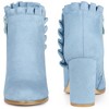 Perphy Women's Ruffle Round Toe Zippered Chunky High Heel Ankle Boots - 2 of 3