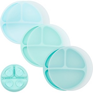 WeeSprout Suction Plates for Babies & Toddlers | 100% Silicone | Plates Stay Put with Suction Feature | Divided Design | 3 Pack - 1 of 4