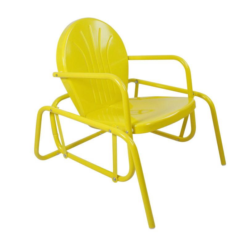 Northlight Outdoor Retro Metal Tulip Glider Patio Chair, Yellow, 3 of 5