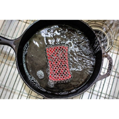 Red and Silver Heavy Duty Stainless Steel Scrubbing Pad