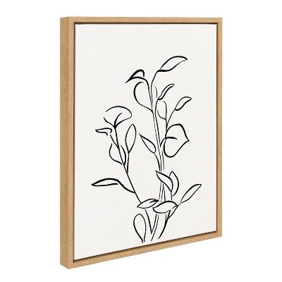 Natural Framed Botanical Sketch Print on Canvas, 18 x 24