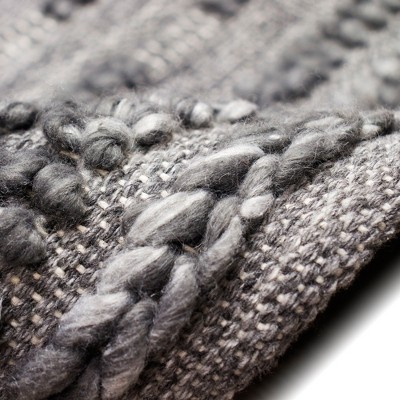 Charcoal Flat Woven Synthetic Reversible Indoor/Outdoor Rug 2' x 8'