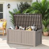 MAYEERTY 120 Gallon Large Capacity Outdoor Deck Box for Patio Furniture Cushions, Pillow with Wheels, Light Brown - 2 of 4