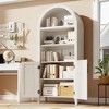 Modern 5-Tier Arched Bookcase with Doors & Open Display Shelves - Versatile Storage Cabinet for Home Office, Living Room,Library - 2 of 4