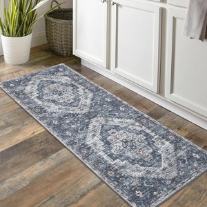 Acekool 8x10 Washable Rug – Vintage Botanical Non-Slip Carpet, Ultra-Thin Floor Mat for Living Room & Bedroom, - 1 of 4