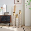 Aukfa Set of 3 Gilded White Metal Floor Vases with 3D Relief Flower Design, 24", 29", 32.68" Tall for Home Décor - 3 of 4