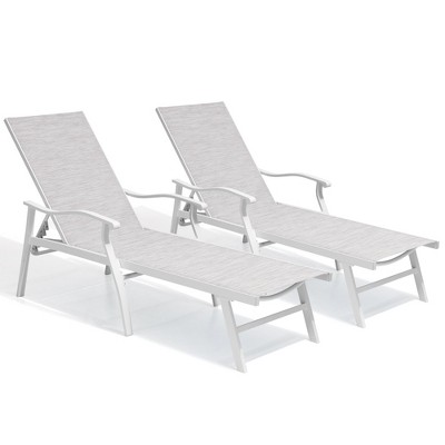 Pellebant Outdoor Patio Aluminum Adjustable Chaise Lounge Chairs with Arms