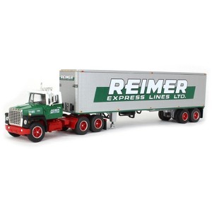 1/64 Green Red Ford LN9000 w/ 40' Dry Goods Trailer Reimer Lines DCP 60-1286 - 1 of 4