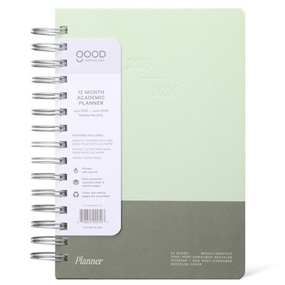 Good Office Day A5 Academic Planner with Undated Tabs Evergreen