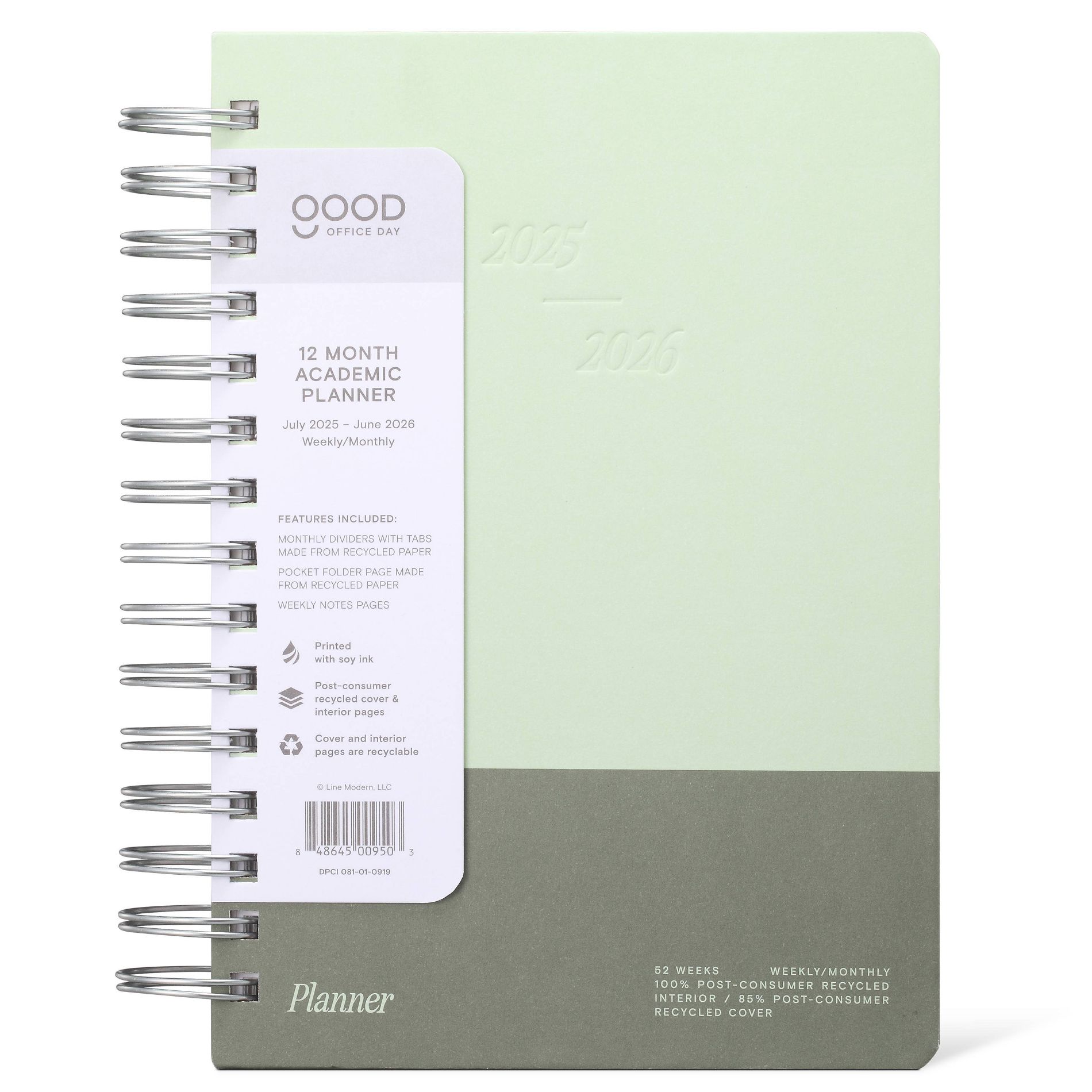Good Office Day 2024-2025 A5 Academic Planner with Tabs Evergreen