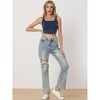 Allegra K Women’s Denim Sleeveless Square Neck Cropped Stretch Tank Top - 3 of 4