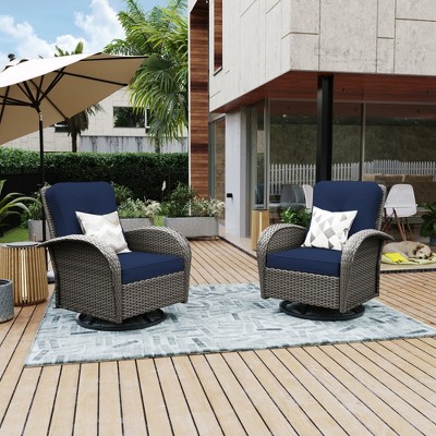 2-Piece Set Outdoor PE Rattan Rocking Chair with Cushions