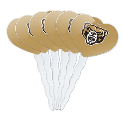 Oakland University Primary Logo Heart Love Cupcake Picks Toppers Decoration Set of 6