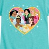 Girls' - Disney Princess - Tiana Jasmine Cinderella Rapunzel Bell Mulan Heart Fitted Short Sleeve Graphic T-Shirt - 2 of 4