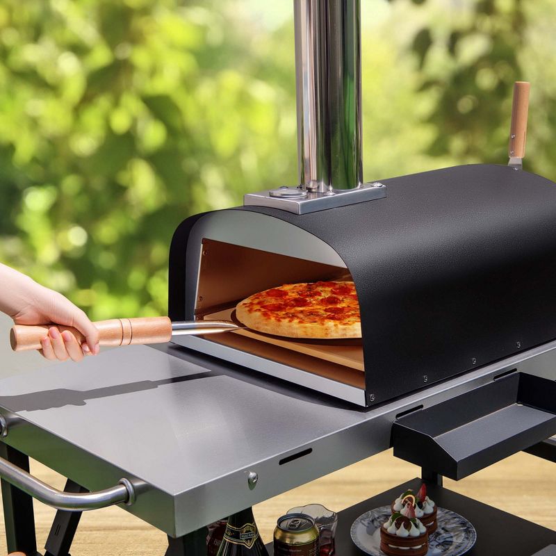 Costway 12" Multi-Fuel Pizza Oven Propane & Wood Fired Pizza Maker Portable, 3 of 11
