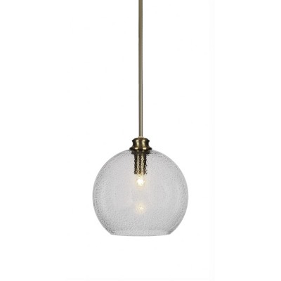 Toltec Lighting Kimbro 1 - Light Pendant in  New Aged Brass with 11.75" Clear Bubble Shade