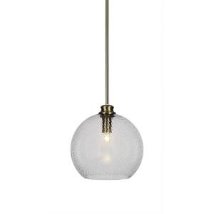 Toltec Lighting Kimbro 1 - Light Pendant in  New Aged Brass with 11.75" Clear Bubble Shade - 1 of 1