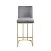 Set of 2 26" bar stools with backrest, gold brushed frame, modern velvet fabric Suitable for kitchen, bar. - 3 of 4
