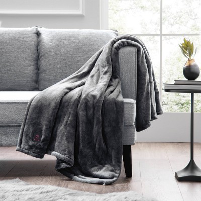 50"x60" Cozy Heated Throw Blanket Charcoal Gray - Brookstone