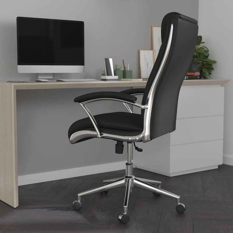 Merrick Lane High-Back Office Chair with Padded Arms Ergonomic Executive Swivel Task Chair with Headrest, 5 of 12