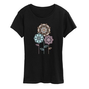 Women's - Instant Message - Mandala Flowers Short Sleeve Graphic T-Shirt - 1 of 4