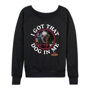Women's - Marvel - Deadpool & Wolverine Got That Dog In Me Lightweight French Terry Wide Neck Long Sleeve Shirt - 1 of 4