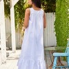 ADR Women's Cotton Nightgown, Sleeveless Lace Trimmed Button Up Long Vintage Night Dress Gown - 4 of 4