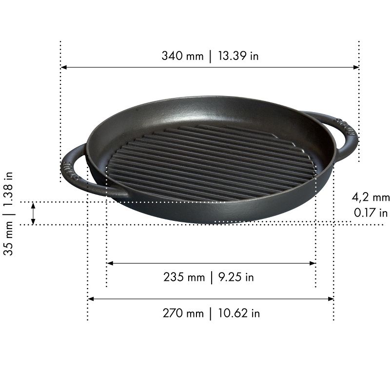 STAUB Cast Iron 10-inch Pure Grill, 3 of 9