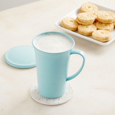 Pastel Pink, Green, and Blue Wheat Straw Mugs with Lids, Set of 6