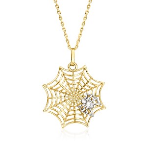 Ross-Simons 14kt 2-Tone Gold Spiderweb Pendant Necklace Size 18 - 1 of 4