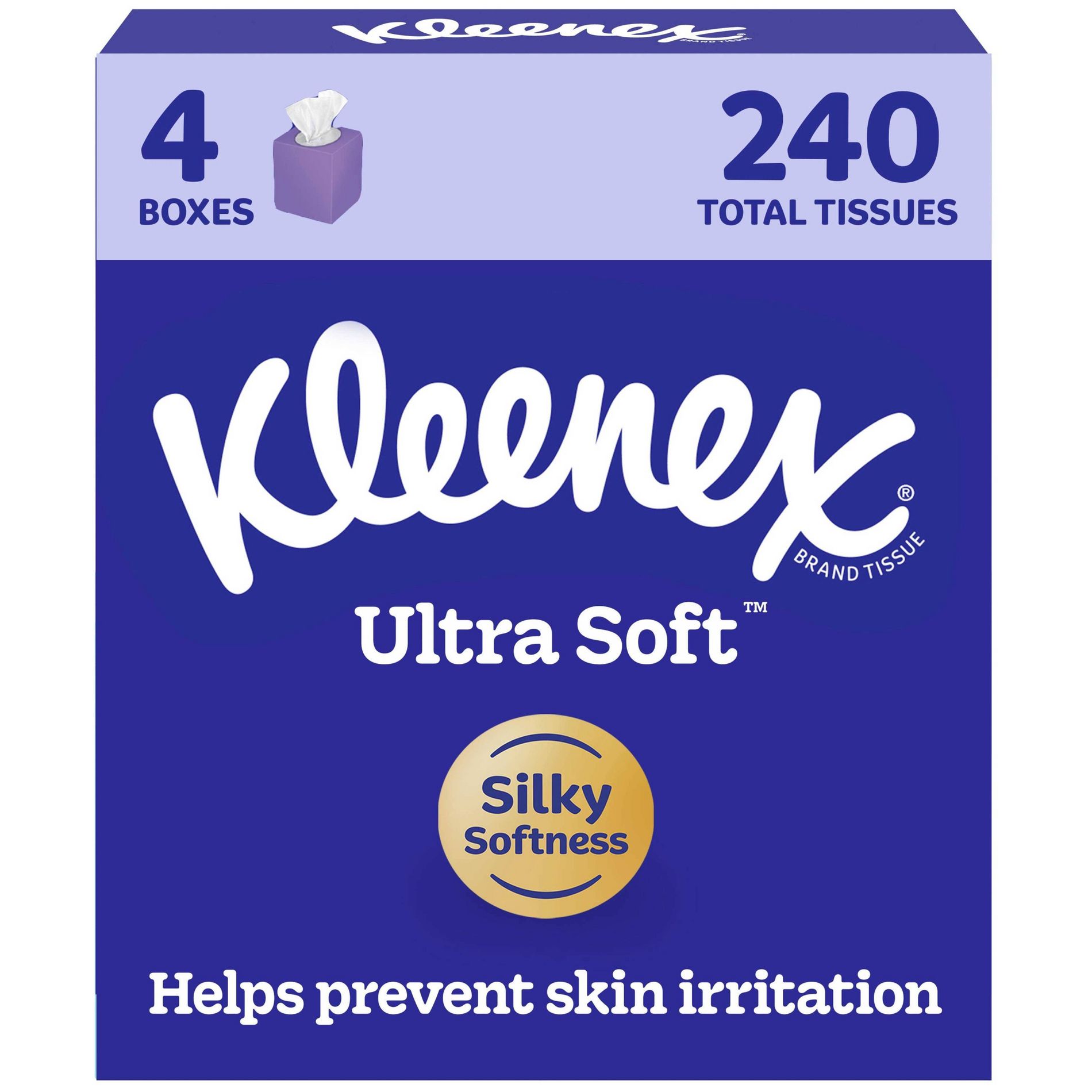 Kleenex Ultra Soft 3-Ply Facial Tissue - 4pk/240ct: Square Container