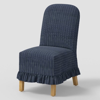 Replacement Ruffled Slipcover Only for Rounded Back Dining Chair in Pinstripe Navy - Threshold™