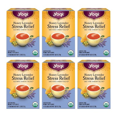 Yogi Tea Honey Lavender Stress Relief Tea - 16 Tea Bags per Pack - 6 Packs