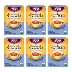 Yogi Tea Honey Lavender Stress Relief Tea - 16 Tea Bags per Pack - 6 Packs - 1 of 3