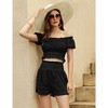 WhizMax Women's Two Piece Outfits Elastic High Waisted Shorts Off Shoulder Ruffle Crop Top Casual Short Pant Sets - 4 of 4
