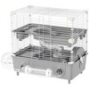 PawHut 2-Tier Hamster Cage, Hamster Habitat with Sand Bathroom, Running Wheel, Water Bottle, Tubes, Accessories, 17.5" x 11" x 17", Gray - 4 of 4