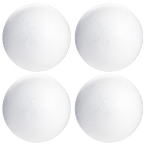 Bright Creations 5 Inch Foam Balls for Crafts - 4 Pack Solid Round White Polystyrene Spheres for Ornaments, DIY Projects, Craft Modeling - 1 of 4