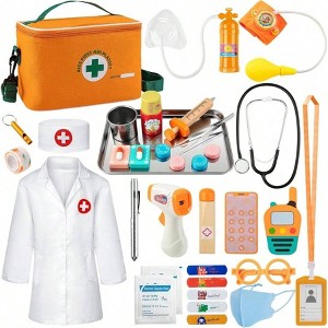 Doctor Kit , 34 Pcs Playset with Real Stethoscope, Storage Bag, Fun Role Play,Ideal Gifts for Toddlers - 1 of 3