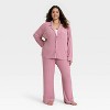 Women's Cozy Ribbed Notch Collar Long Sleeve Shirt and Pants Pajama Set - Auden™ - 3 of 3